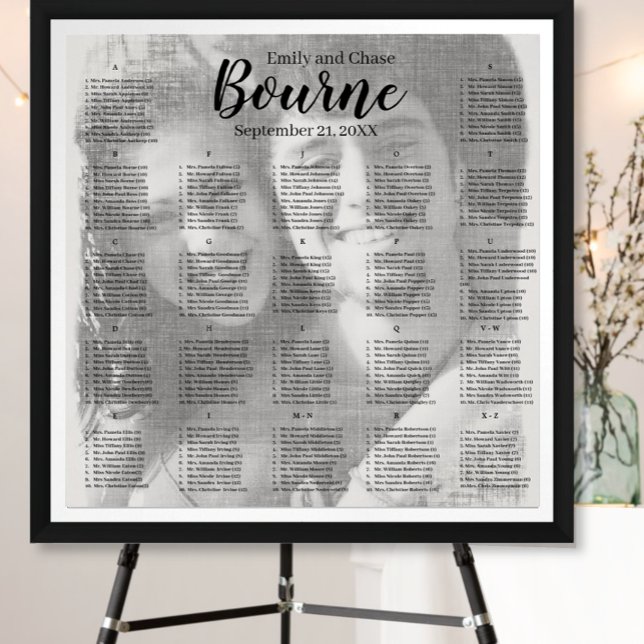 Elegant Your Photo Here Wedding Seating Chart (To see frame pricing, please enter your frame and mat options.)