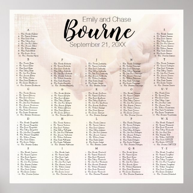 Elegant Your Photo Here Wedding Seating Chart (Front)