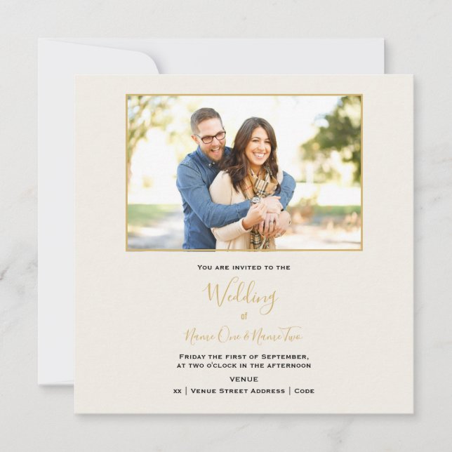 Elegant your photo memory wedding invitation (Front)