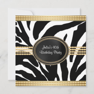Elegant Zebra Birthday Party Invitations
