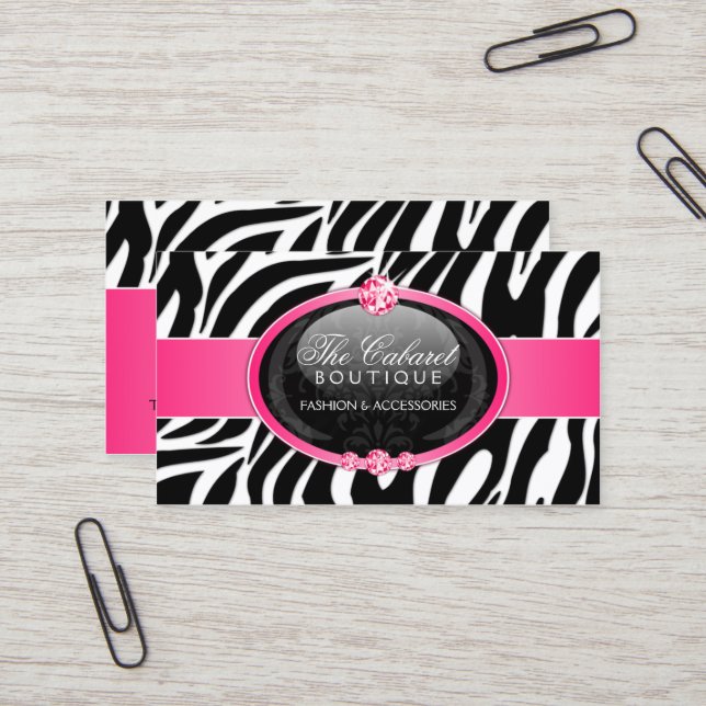 Elegant Zebra Fashion Jewellery Business Card (Front/Back In Situ)