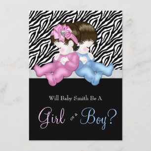 Elegant Zebra Gender Reveal Shower Invitation
