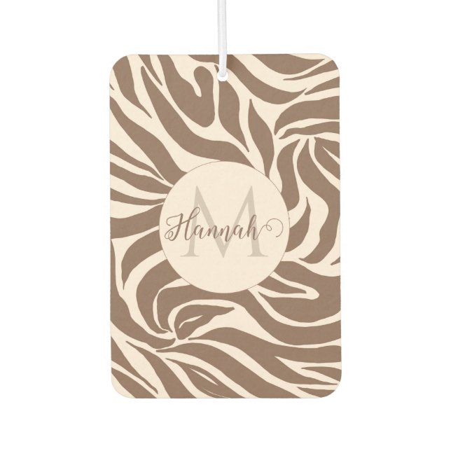 Elegant Zebra Mocha Pattern Car Air Freshener (Front)