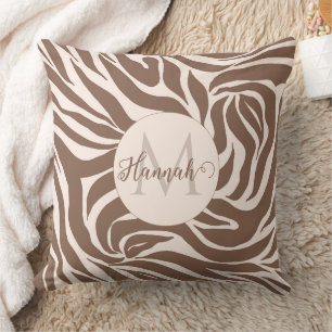 Elegant Zebra Mocha Pattern Cushion