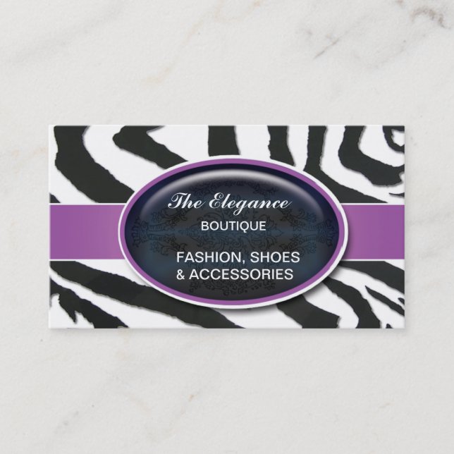 Elegant Zebra Pattern Business Card (Front)