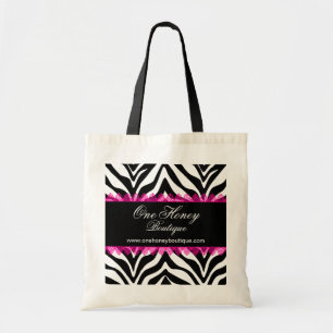 Elegant Zebra Print and Pink Lace Personalised Bag