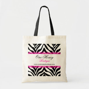 Elegant Zebra Print and Pink Lace Personalised Bag