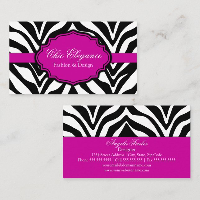 Elegant Zebra Print Business Card (Front/Back)