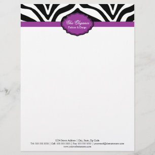 Elegant Zebra Print Customized Letterhead