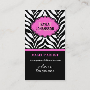 Elegant Zebra Print Monogram Business Cards
