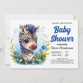 Elegant Zebra Safari Surprise Baby Shower  Invitation