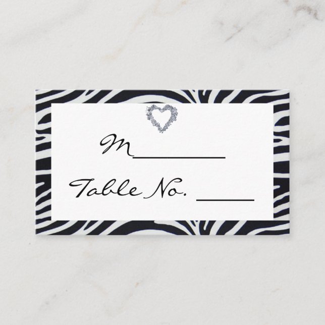 Elegant Zebra Stripe Wedding Place Card (Front)