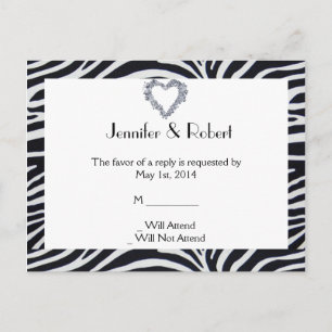 Elegant Zebra Stripe Wedding RSVP Postcard
