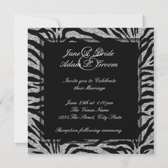 Elegant Zebra Wedding Invitation (Front)