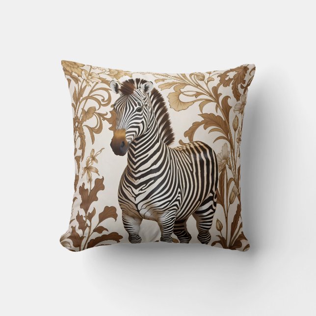 Elegant Zebra William Morris inspired  Cushion (Front)