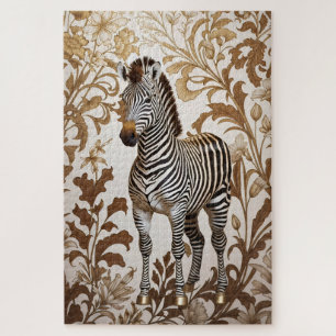 Elegant Zebra William Morris inspired Jigsaw Puzzle
