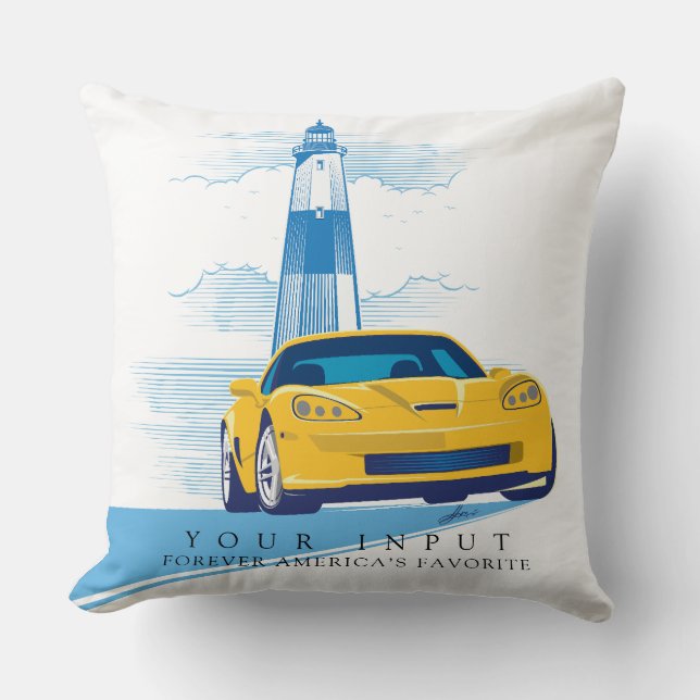 ELEGANT ZEE-06 AUTOMOBILE ILLUSTRATION THROW PILLO CUSHION (Front)