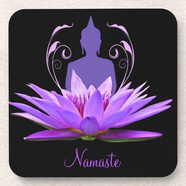 Elegant Zen Lotus Meditation Spiritual Namaste Coaster (Front)