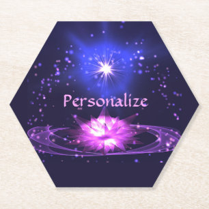 Elegant Zen Purple Crystal Lotus Flower  Paper Coaster
