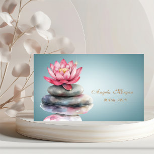 Elegant Zen Stones Blue Lotus Flower Business Card