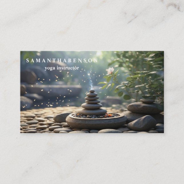 Elegant Zen Yoga Healing Health Business Card (Front)