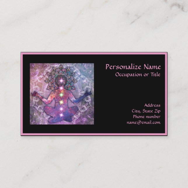 Elegant Zen Yoga Lotus Meditation Chakra Business Card (Front)