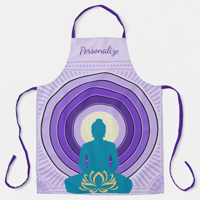 Elegant Zen Yoga Meditation Personalised Smock Apron (Front)