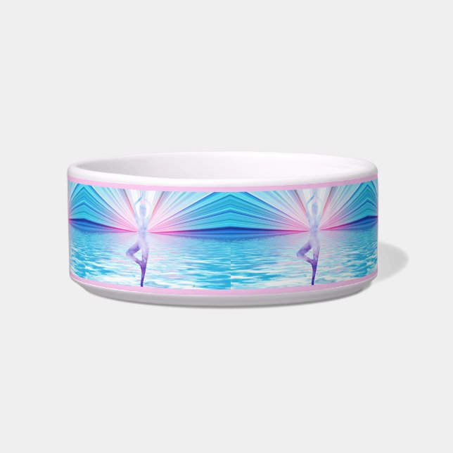 Elegant Zen Yoga Tree of Life Namaste Cat Dog Bowl (Front)