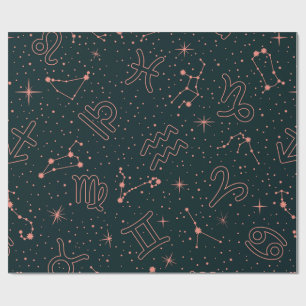Elegant Zodiac Constellations & Astrology Symbols  Wrapping Paper