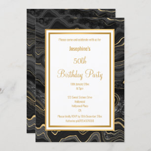 ELEGANTBLACK GOLD MARBLE BIRTHDAY INVITATION