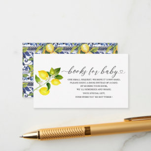 ElegantCitrus Lemon Watercolor baby shower books Enclosure Card
