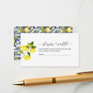 ElegantCitrus Lemon Watercolor baby shower diaper Enclosure Card