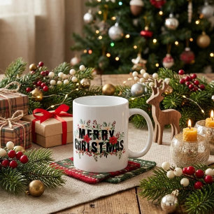Elegante Black Typography Merry Christmas Coffee Mug