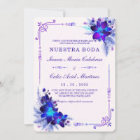 Elegante boda con orquídeas azules y moradas