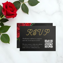 Elegante Boda de Rosas QR Code RSVP Card