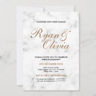 Elegante Customisable White marble wedding  Invitation