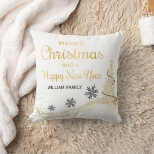 Elegante Gold Typography Merry Christmas  Cushion