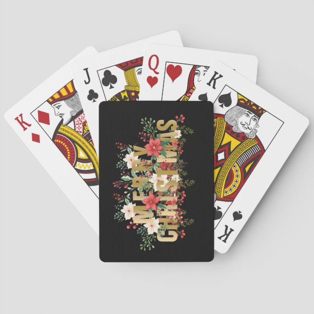 Elegante Gold Typography Merry Christmas  Playing Cards (Back)