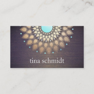 Elegante Goldfolie Verziert Blatt Mandala Holz Business Card