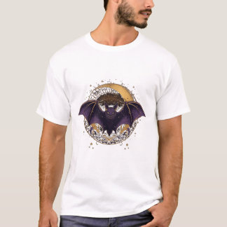 Elegante Gothic-Fledermaus vor Mondsichel T-Shirt
