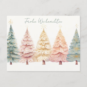 Elegante grüne und pinke Weihnachtsbäume Postcard