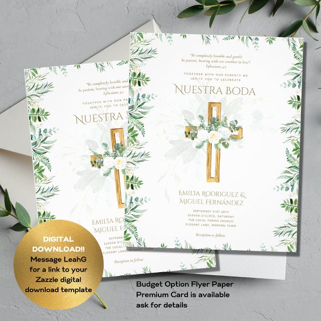 Elegante Invitación De Boda Católica Bilingüe  Inv (Creator Uploaded)