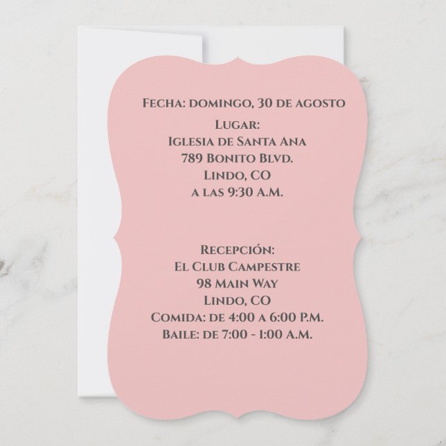 Elegante Invitacion de Quince Años - Quinceanera Invitation (Back)