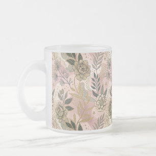 Elegante patrón floral boho frosted glass coffee mug