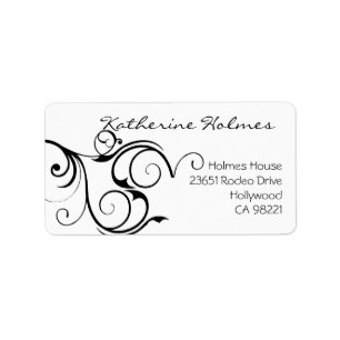 Elegante Swirl In Black & White Address Label