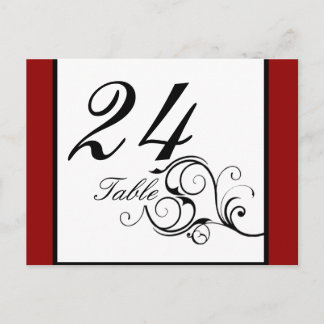 Elegante Swirl in Rich Red Table number Postcard