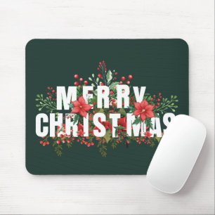 Elegante White Typography Merry Christmas  Mouse Mat