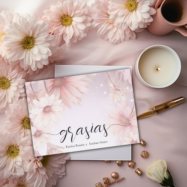 Elegantes flores de margarita rosa  thank you card (Creator Uploaded)