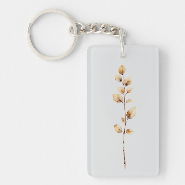 Elegantly Botanical Foliage Branch Key Ring (Front)