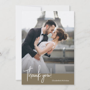 Elegantly Chic Brown Wedding Thank You Card